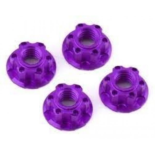 Yeah Racing 4mm Aluminum Serrated Wheel Lock Nut (4) (Purple)